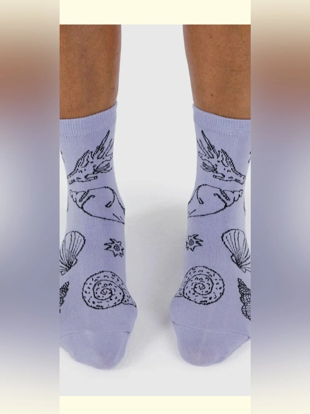 Baggu Crew Socks Shell Light Blue Nautical NEW